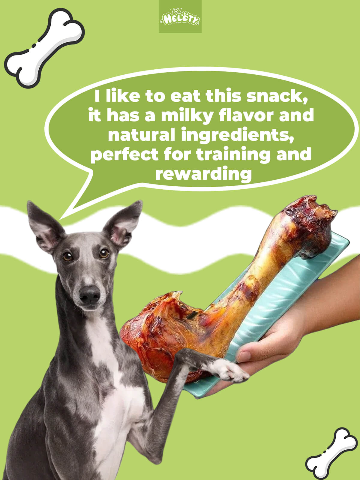 HELETY 1PCS Beef Bone Chews for Dogs, Long Lasting Chew Treats, Dental Health for Medium & Large Dogs