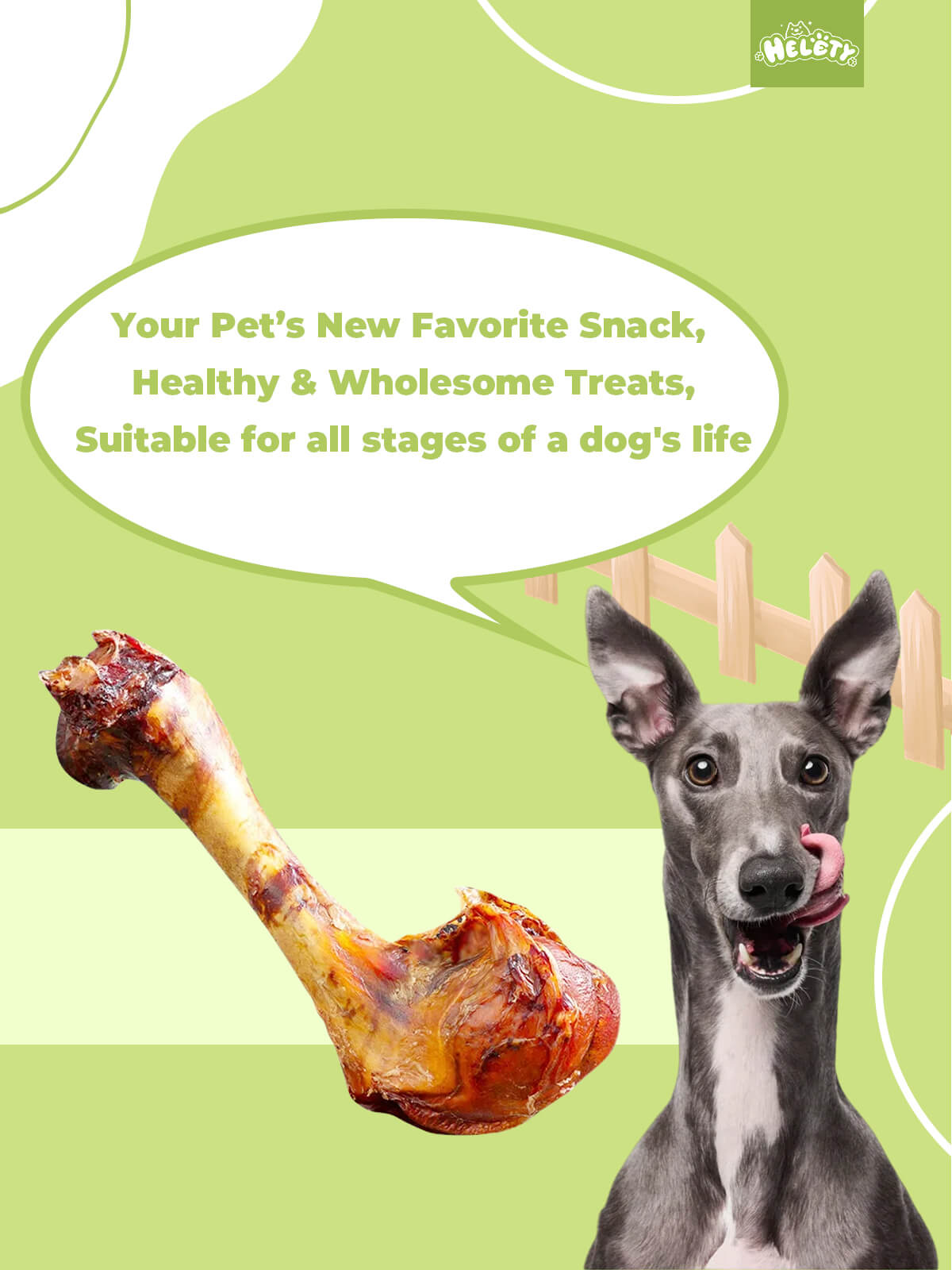 HELETY 1PCS Beef Bone Chews for Dogs, Long Lasting Chew Treats, Dental Health for Medium & Large Dogs