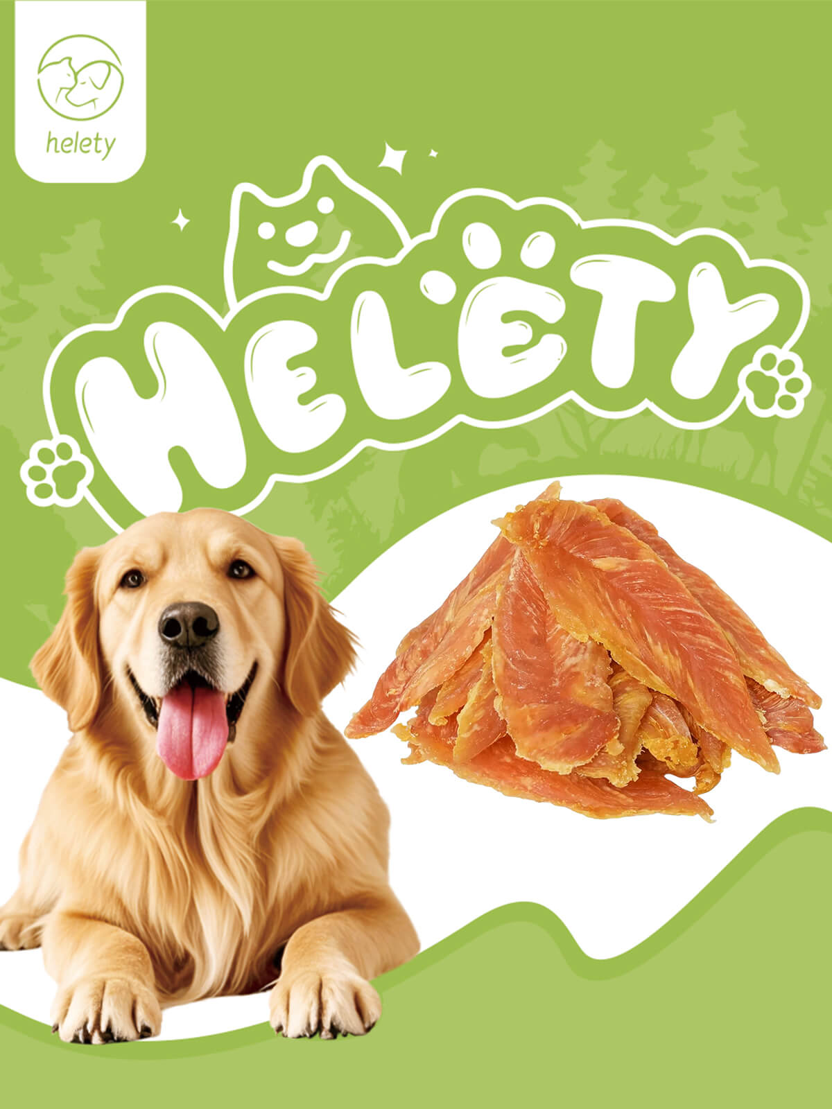 HELETY Grain Free Chewy Dog Treats Wholesome, Natural Chicken Training Treats, Healthy Chicken Jerky, Chew Enjoyment Snacks for Puppies & Adult Dogs