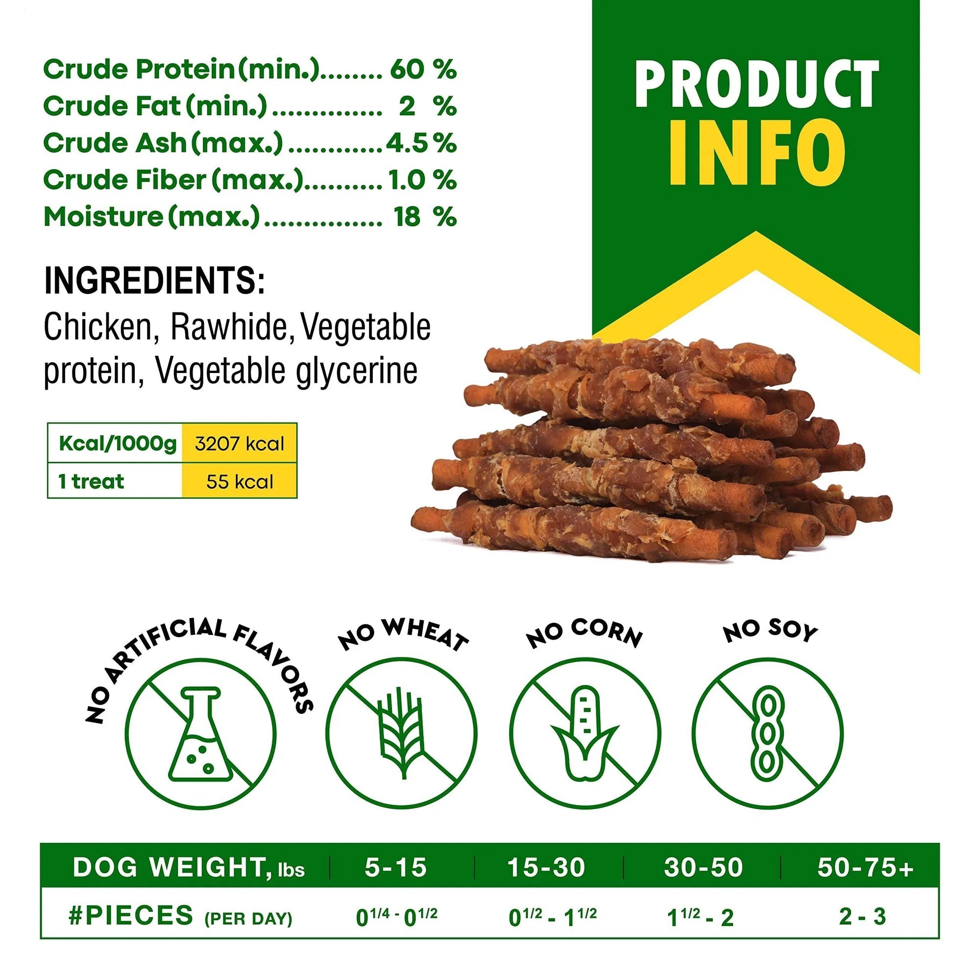 Dog Smoked Rawhide Sticks Wrapped Chicken Pet Natural Chew Treats