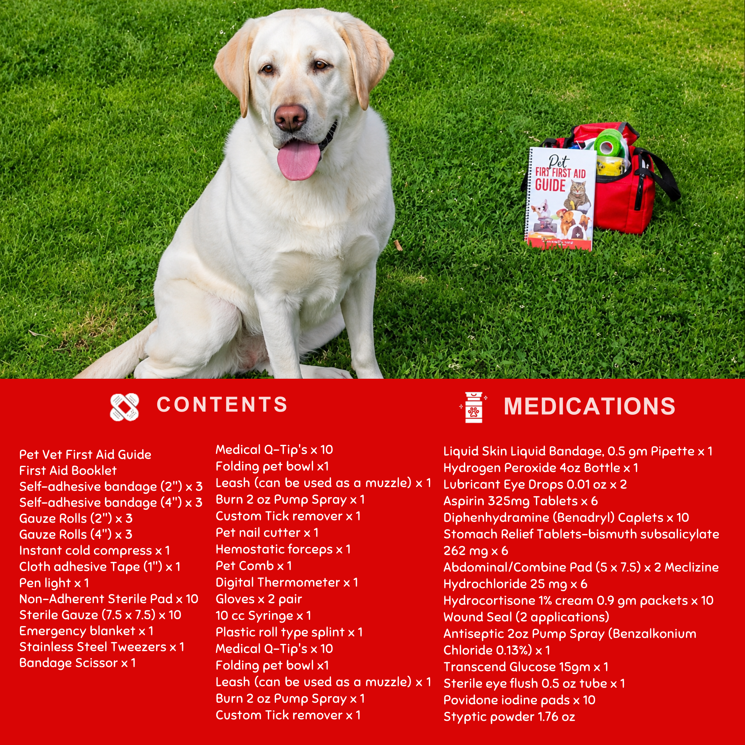 PetVet Medic® Large Pet First Aid Kit – 120+ Piece Dog & Cat Emergency Kit with Veterinarian-Curated Supplies & First Aid Guide