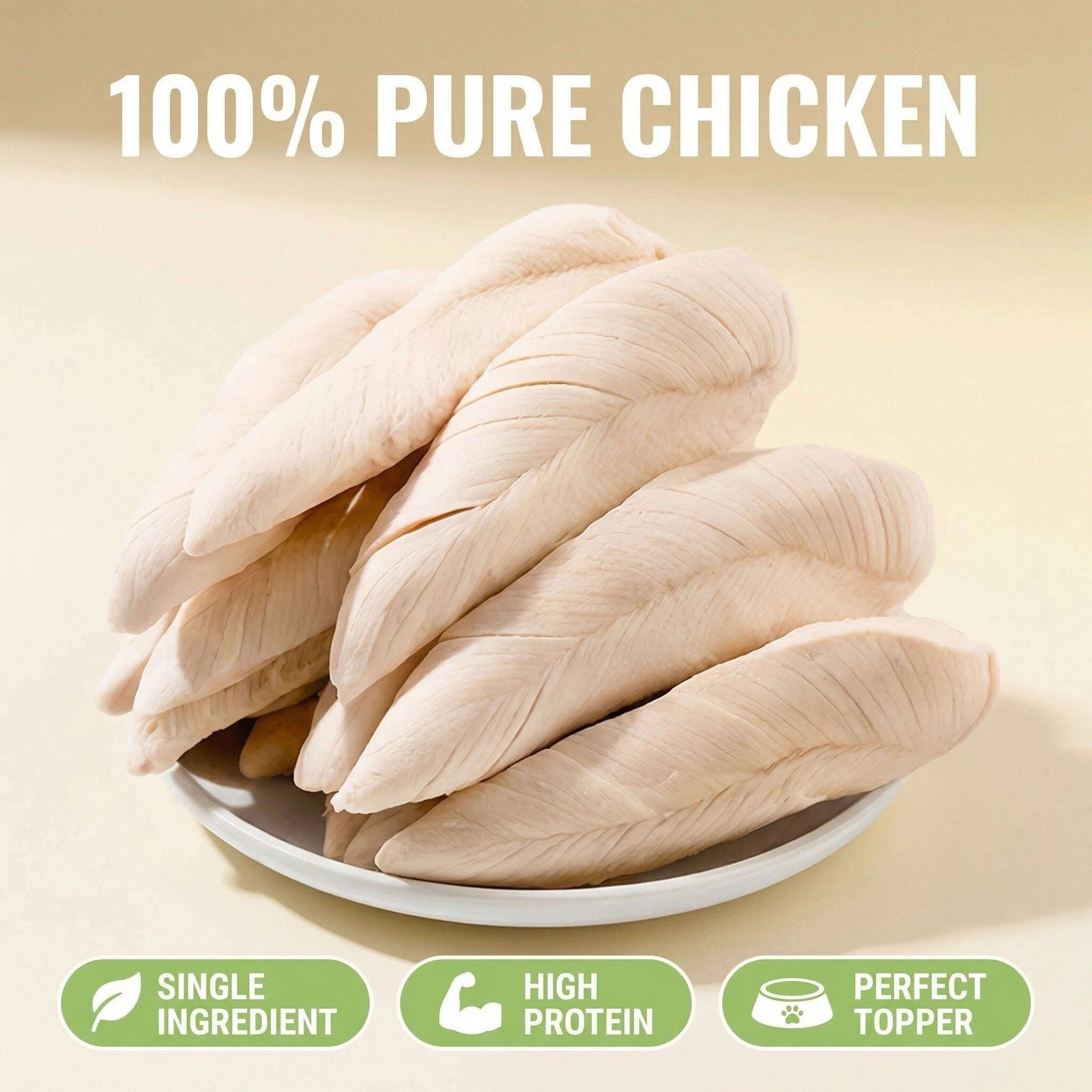 HELETY Whole Cut Chicken Breast Dog Treats, Meal Topper for Dogs and Cats, Freeze Dried Natural Protein Snacks, Single Ingredient Pet Treats